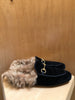 GUCCI Princetown Black Velvet Horsebit Fur Lined Flat Mule Slide Loafer 36.5/6.5