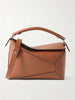 LOEWE $3500 Puzzle Small Brown Camel Tan Leather Patchwork Shoulder Bag Purse