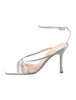 BOTTEGA VENETA Laser Moon Drop Iridescent Silver Square Toe Sandal Heel 38/8/7.5