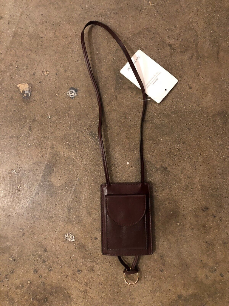 THE ROW NWT Annette Brown Leather Coin Keychain Crossbody Card Holder Bag Purse