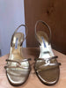 MANOLO BLAHNIK	$950 Racita Gold Metallic Leather Strappy Sandal Heel 39/9/8.5