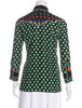 GUCCI Four Leaf Clover Multicolor Parrot Bird Long Sleeve Silk Blouse Top 40/4