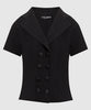 DOLCE & GABBANA Black Double Breasted Short Sleeve Crop Wool Blazer Jacket 40/4