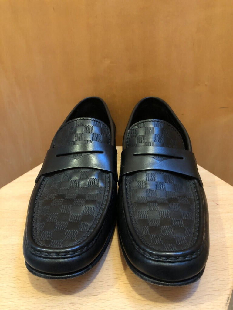 LOUIS VUITTON Mens Black Damier Infinity Hockenheim Monogram Leather Loafer 42/9