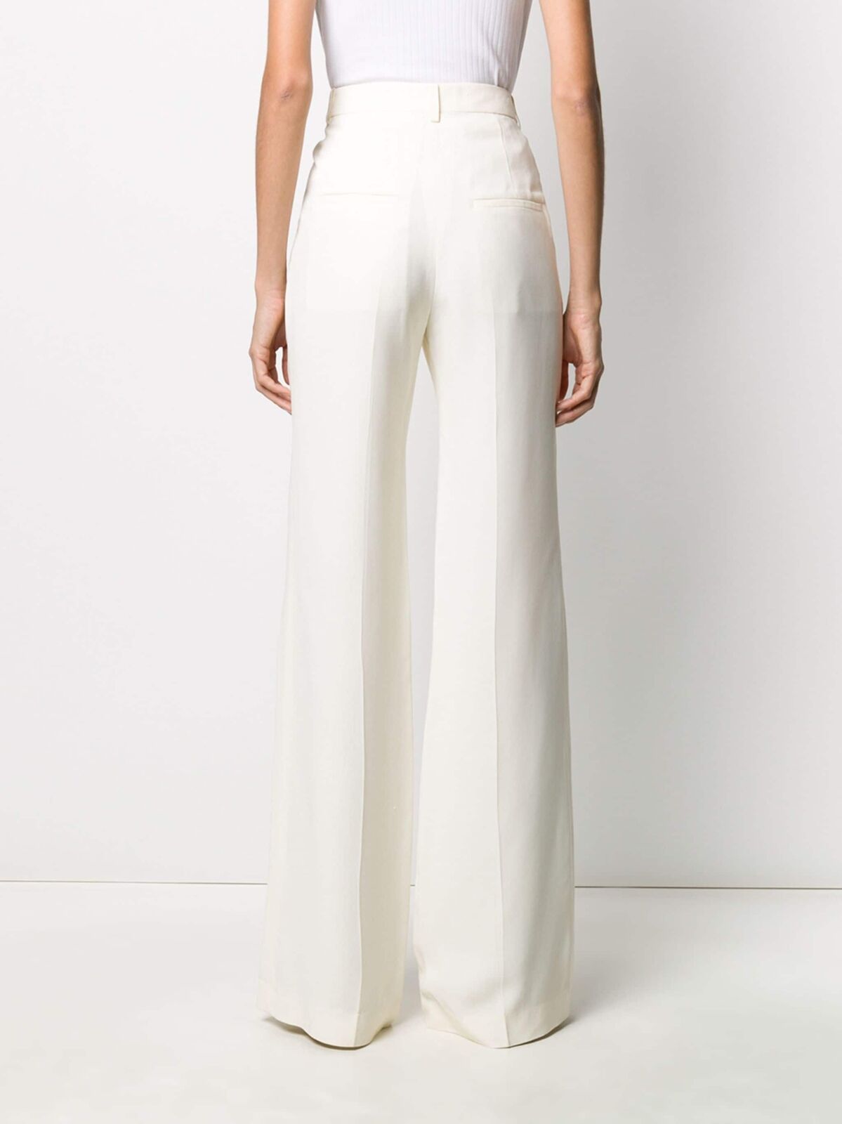 VICTORIA BECKHAM  NWT Off White Fluid Canvas Wide Leg High Waist Pant Trouser 8