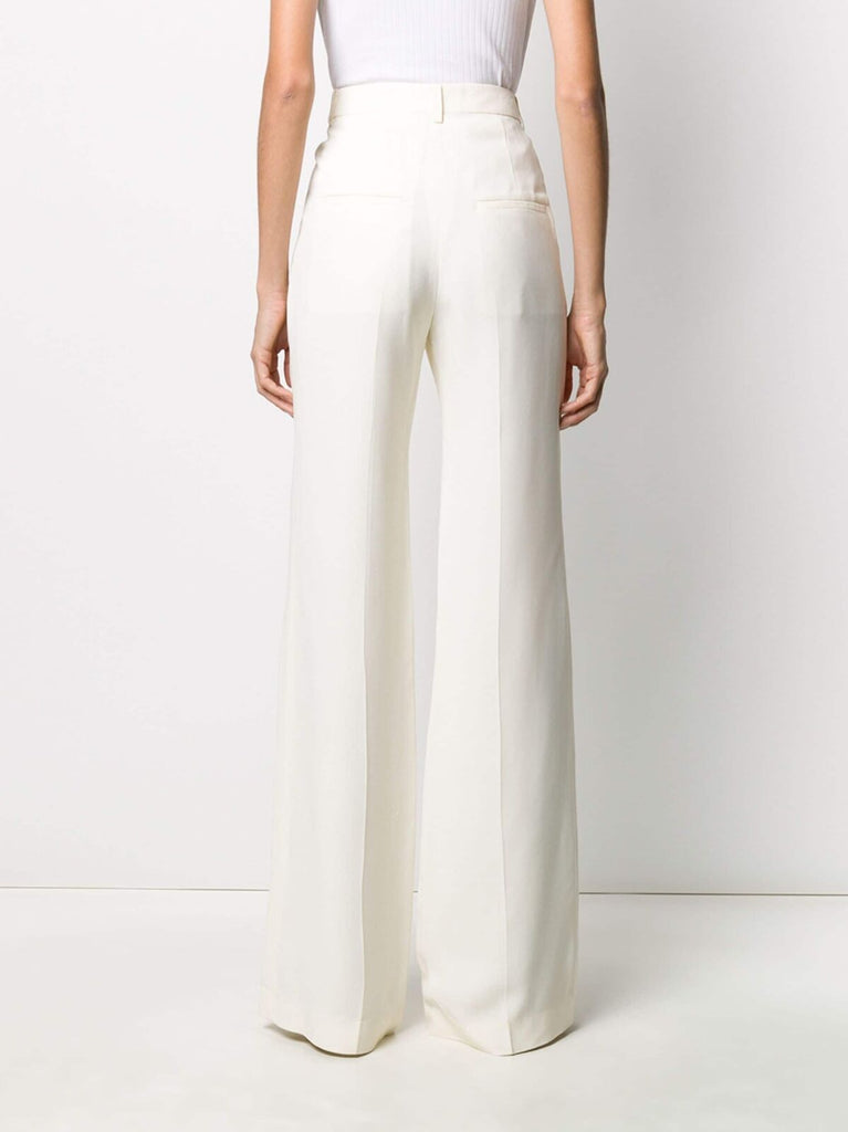 VICTORIA BECKHAM  NWT Off White Fluid Canvas Wide Leg High Waist Pant Trouser 8