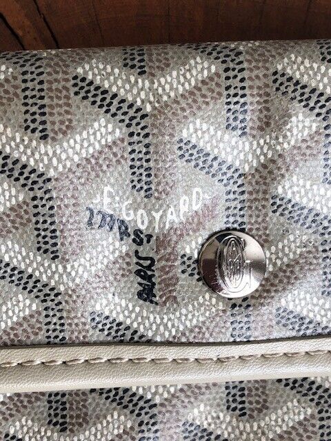 GOYARD St Louis Goyardine Light Gray Monogram Chevron Print Snap Pouch Wallet