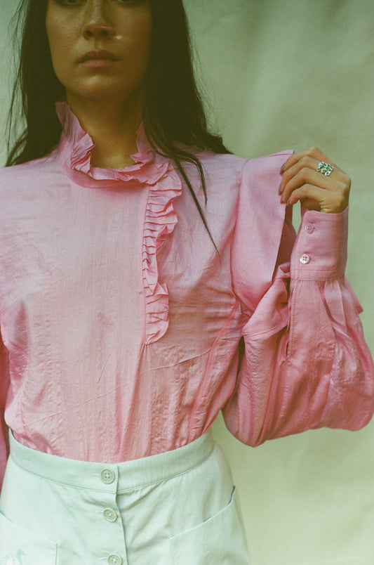 ISABEL MARANT CHANDRA PINK SILK TOP