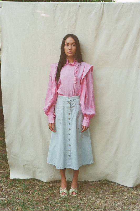 HERMES VINTAGE BABY BLUE SKIRT