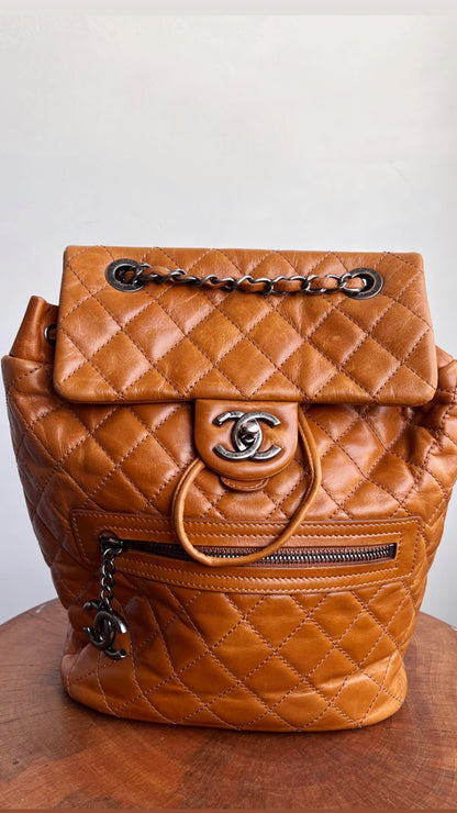 CAMEL QUILTED BACKPACK