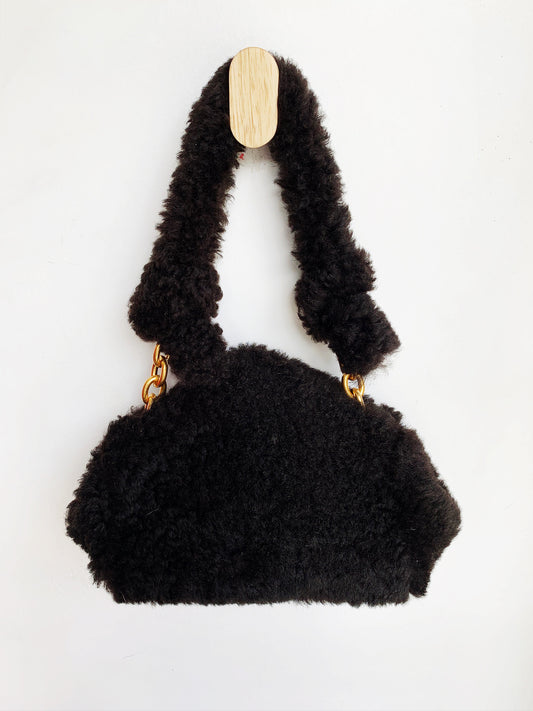 SHEARLING TIP CLUTCH SHOULDER BAG