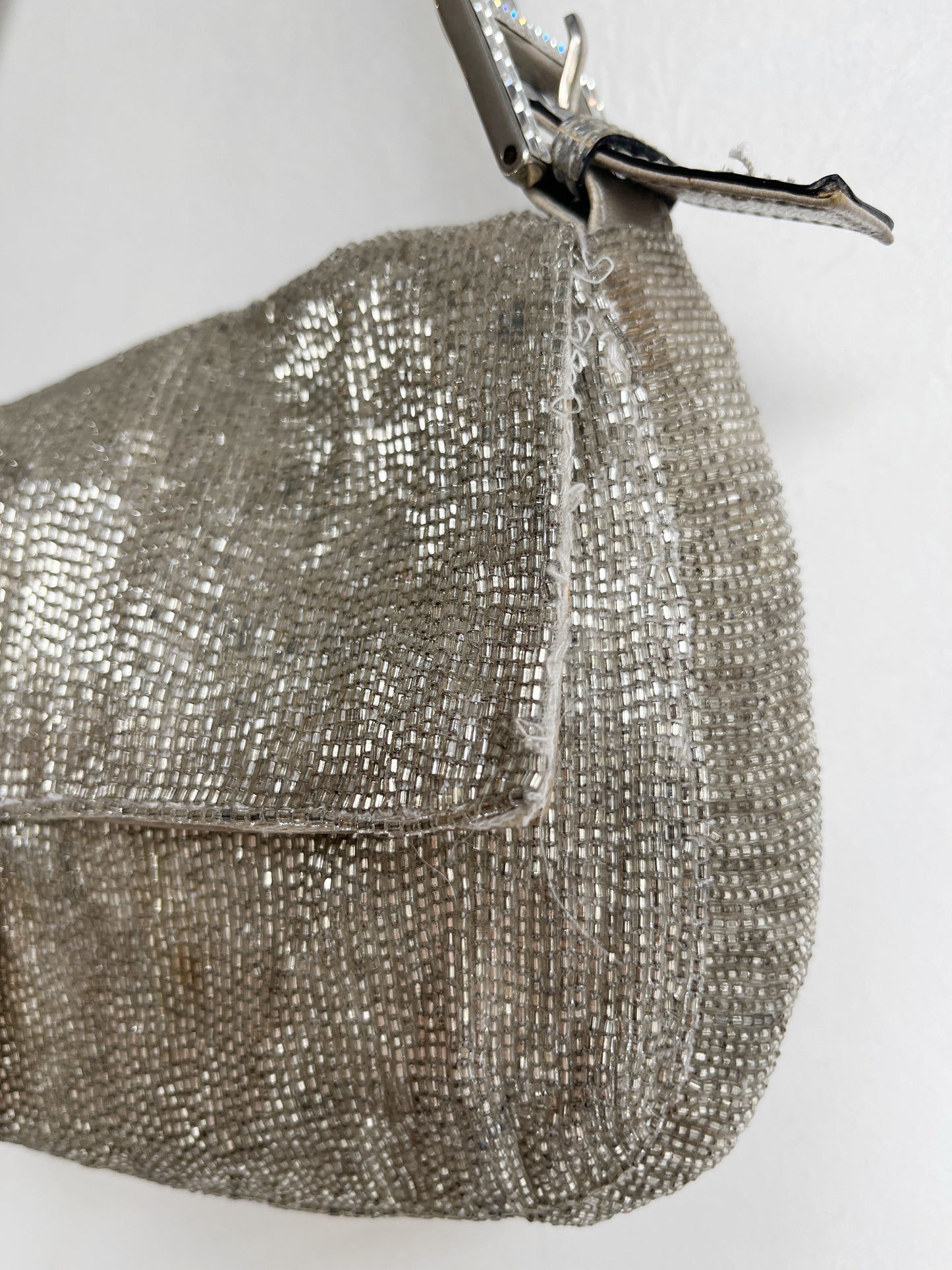 VINTAGE BEADED LIZARD BAGUETTE BAG
