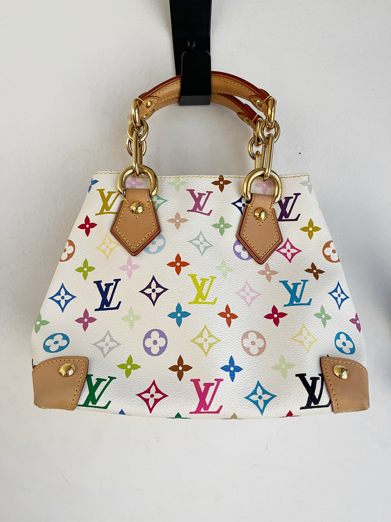 Louis Vuitton White Canvas Monogram Leather Trim Handbag