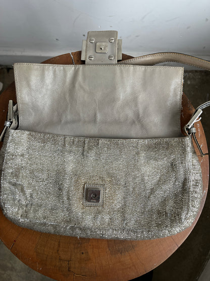 VINTAGE BEADED LIZARD BAGUETTE BAG