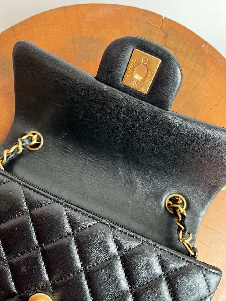 vintage chanel black purse leather