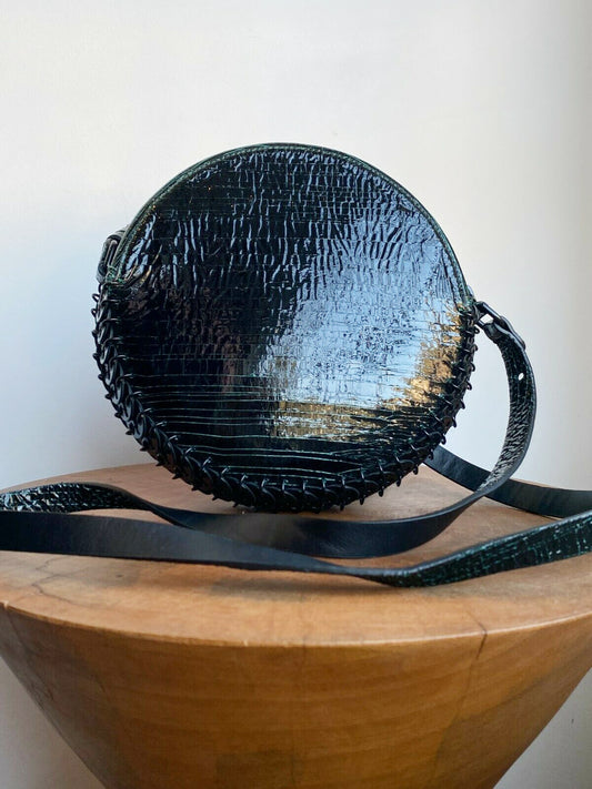 GREEN PATENT RING BAG