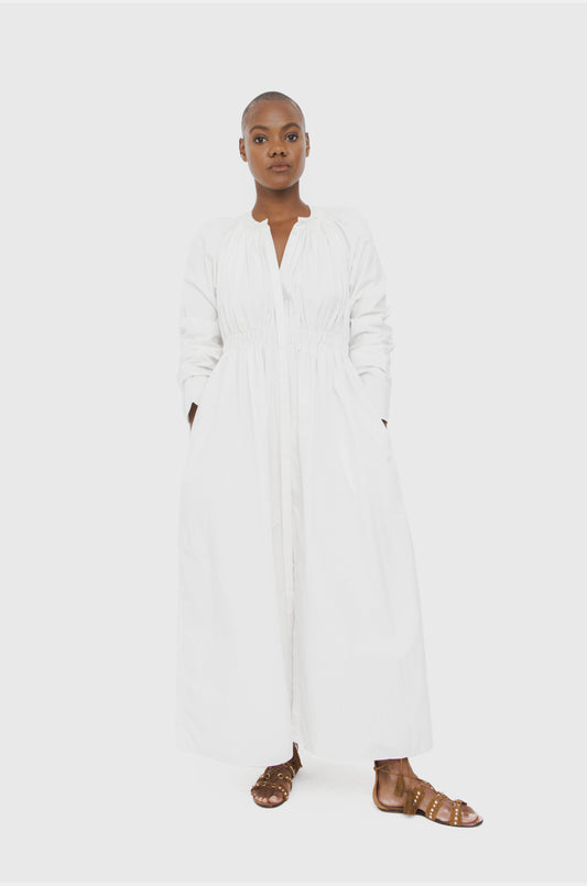 GATHERED COTTON DRESS