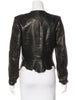ISABEL MARANT Boston Black Embossed Sheepskin Leather Raw Moto Biker Jacket 34/2