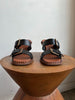 ULLA JOHNSON Provo Black Leather Gold Strappy Buckle Slide Mule Sandal Heel 39