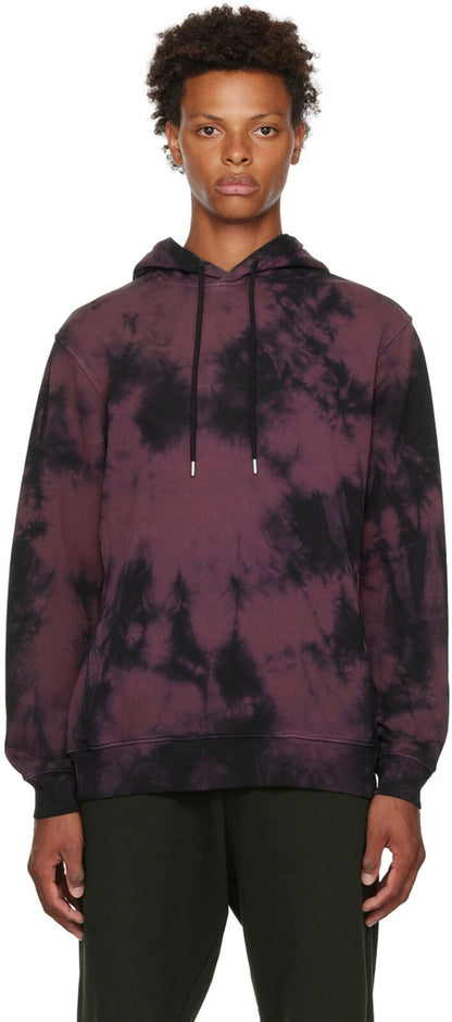 DRIES VAN NOTEN Men's Purple Black Tie Dye Print Hoodie Sweater Sweatshirt XL