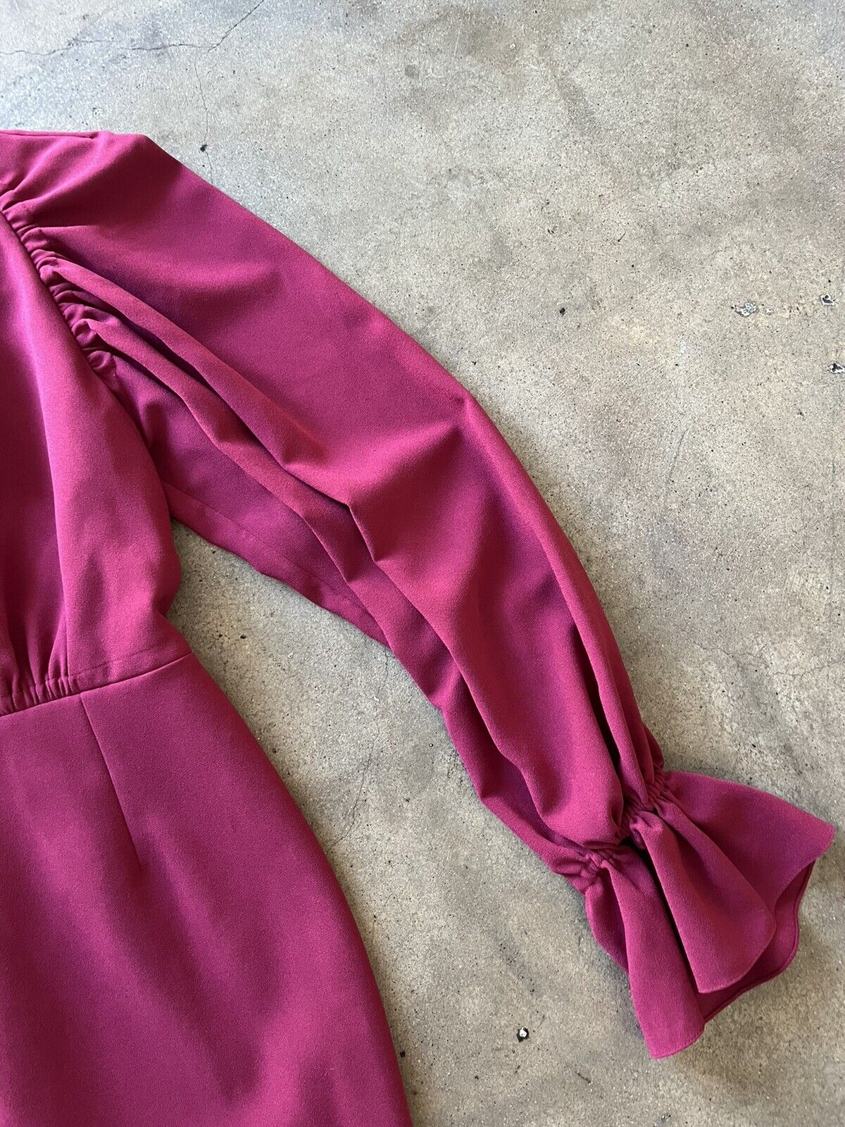 ROKSANDA Purple Acetate Crewneck Long Tulip Flare Sleeve Pencil Dress UK 6 US 2