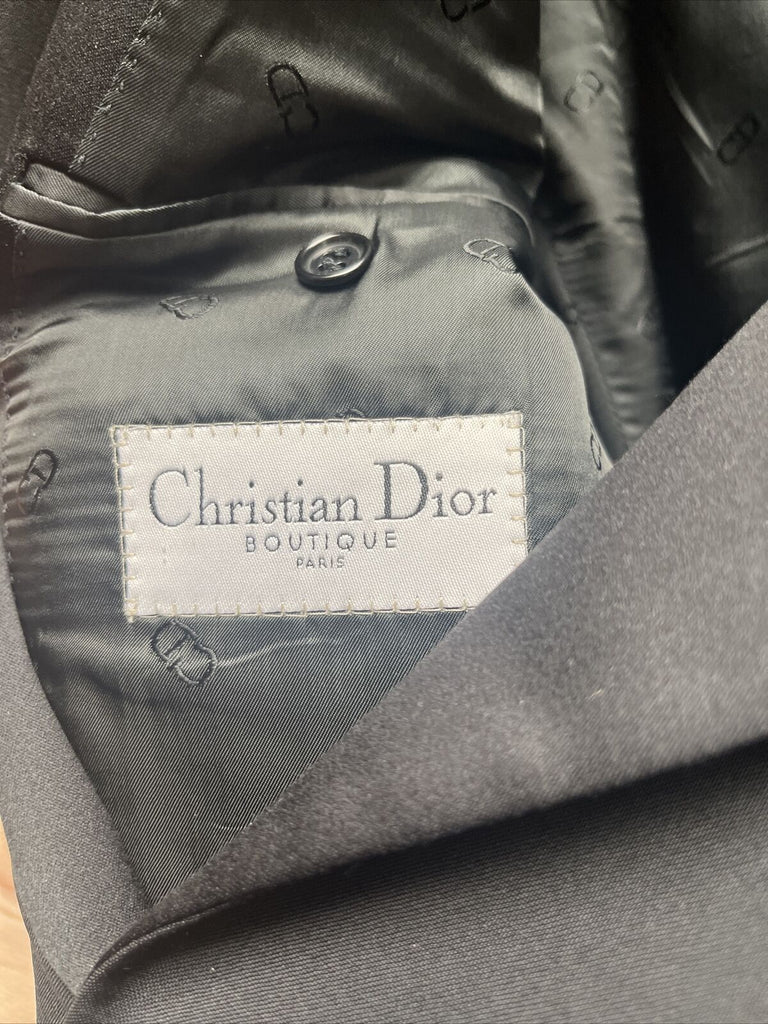 CHRISTIAN DIOR Men's Black Wool Mohair Satin Tuxedo Suit Jacket Blazer 56 / XL