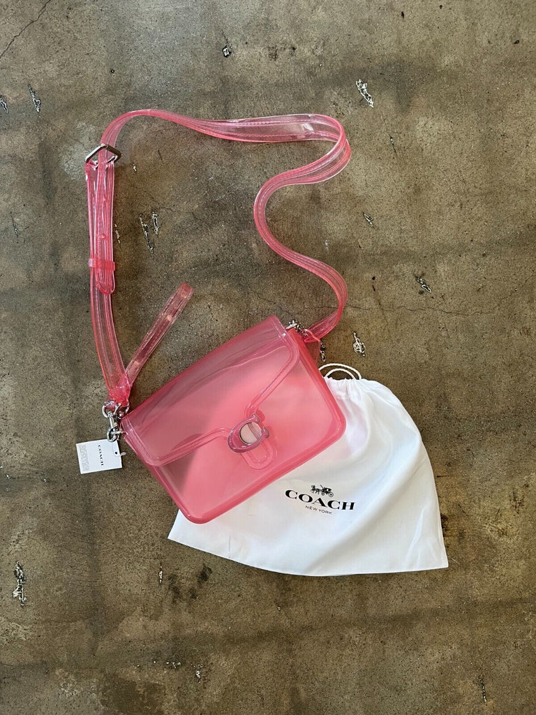 COACH NWT Jelly Tabby Pink Transparent Flap Crossbody Purse Shoulder B Gift of Garb