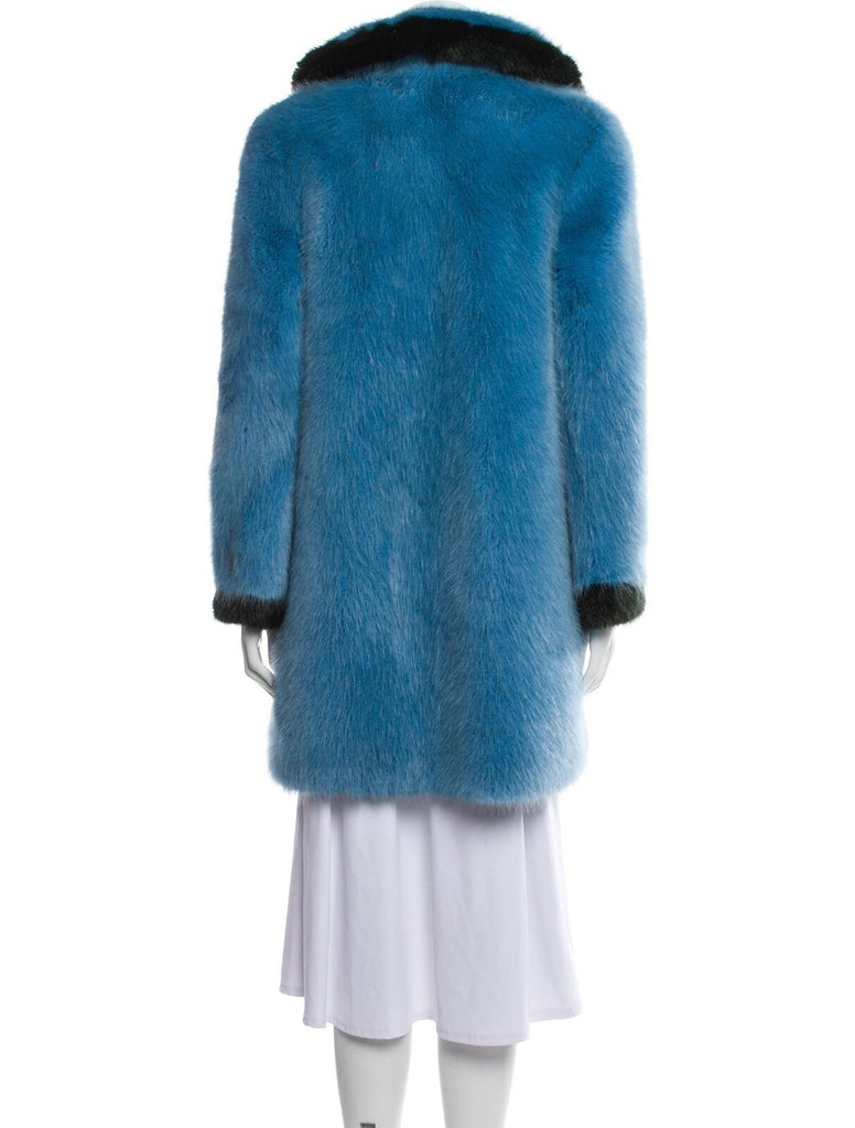 SHRIMPS Abatha Matisse Blue Green Faux Fur Shaggy Acrylic Dyed Jacket Coat XS