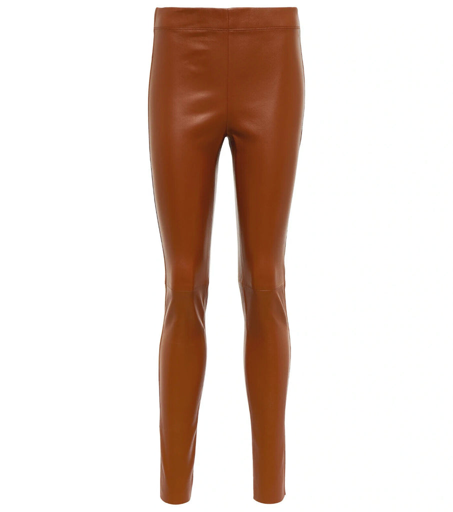 JOSEPH NWT $1168 Brown Camel Tan Leather Slim Leg Skinny Pant Leggings 36/4