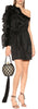 ULLA JOHNSON Black Falaise Ruffled One Shoulder Silk Satin Taffeta Mini Dress 2