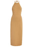 CULT GAIA Chaya Beige Brown Tan Knit Chain Halter Bodycon Midi Dress XS/S