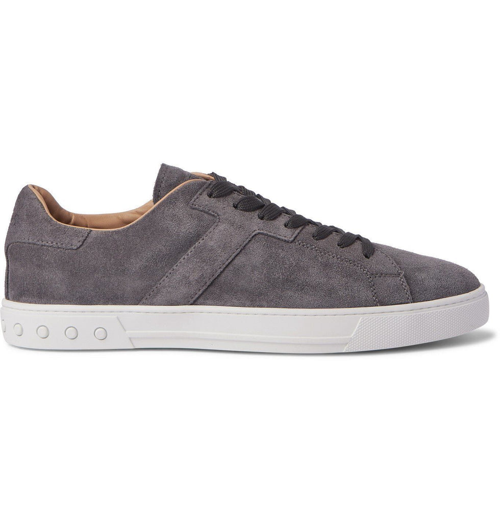 TOD'S TODS $600 Mens Gray T Suede Leather Gommino Pebble Low Top Sneaker 7.5