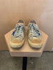 GOLDEN GOOSE V Star2 Gold Blue Metallic Leather Star Canvas Low Top Sneaker 37.5