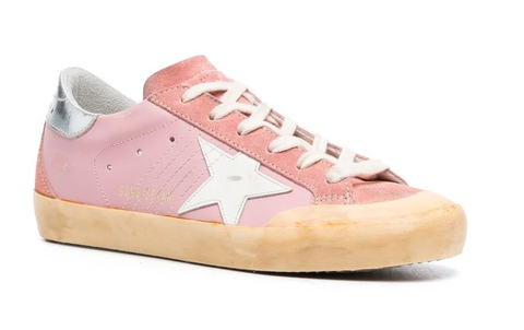 GOLDEN GOOSE Superstar Navy Pink Suede Leather Metallic Star Low Top Sneaker 39