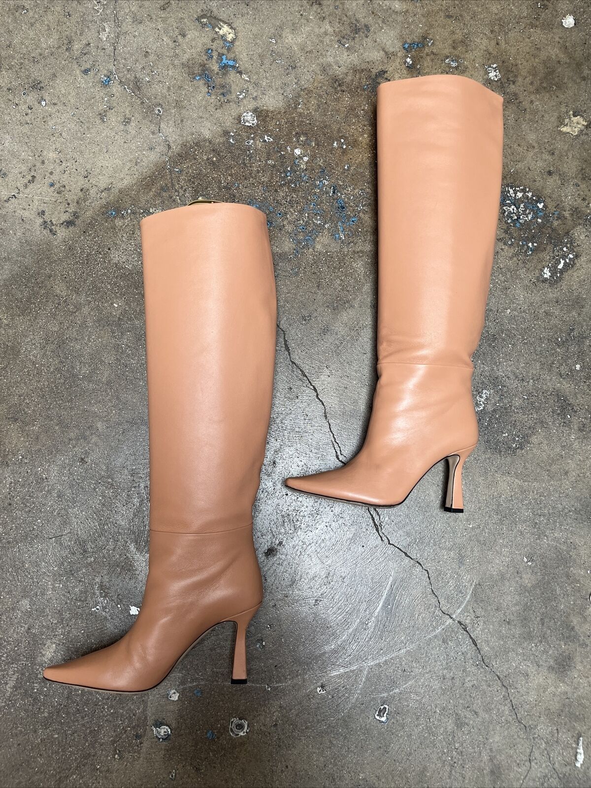 WANDLER $950 Lina Long Peach Sepia Pink Leather Knee High Stiletto Heel Boot 36
