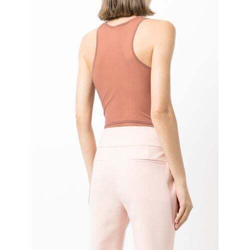 DION LEE NEW Shadow Overlay Mesh Brick Pink Sleeveless Cut Out Top Bodysuit 4/0