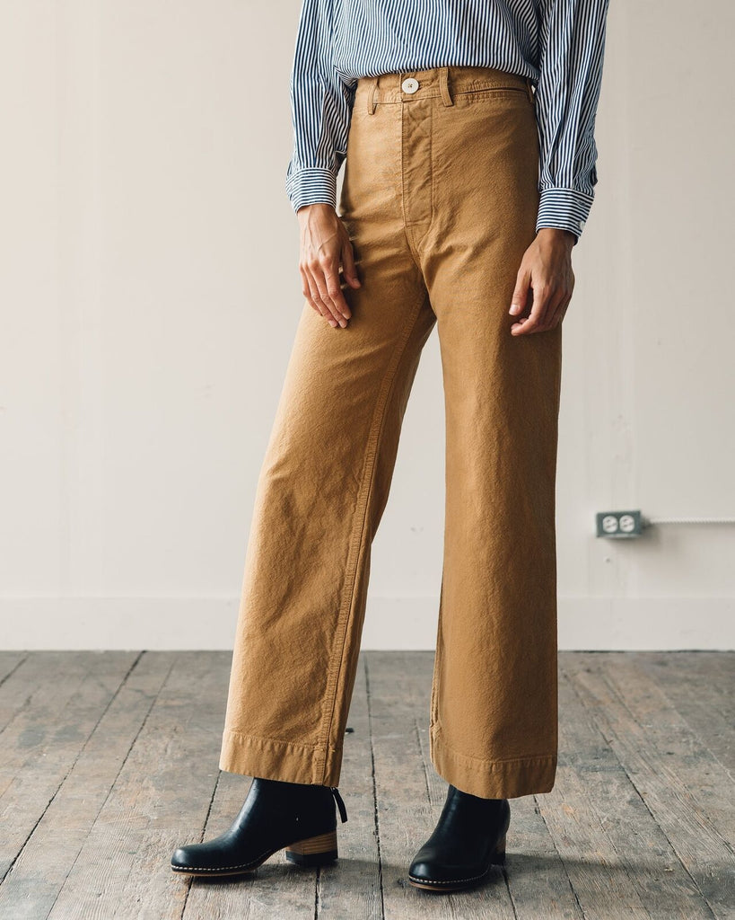 JESSE KAMM Sailor Wheat Khaki Brown Mustard Wide Leg High Waist Trouser Pant 0/2