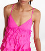 STAUD Rylie Hot Pink Ruffle Sleeveless Tiered Bougainvillea Long Maxi Dress XS