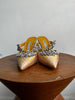 MANOLO BLAHNIK Lurum 90 Pink Yellow Leopard Jacquard Crystal Mule Heel Shoe 36.5