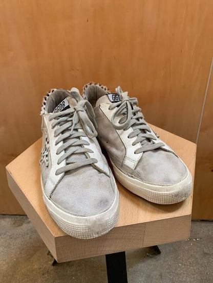 GOLDEN GOOSE May Suede Leather Pony CalfHair Animal Print White Black Sneaker 39