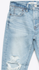 MOUSSY May Light Blue Wash Tapered Straight Distressed Ripped Knee Denim Jean 31