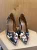 GIVENCHY Black Multi Floral Print Leather Pointed Metal Cap Toe Stiletto Pump 38