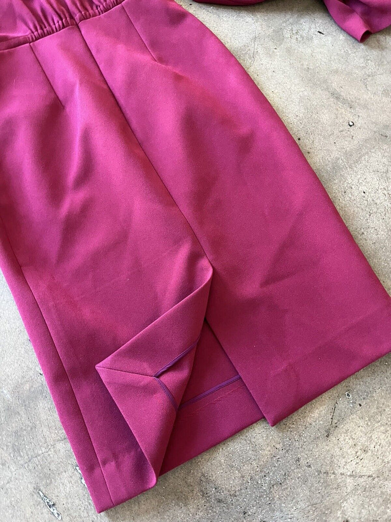 ROKSANDA Purple Acetate Crewneck Long Tulip Flare Sleeve Pencil Dress UK 6 US 2