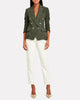 L'AGENCE NWT Kenzie Olive Green Suede Leather Double Breasted Jacket Blazer 0