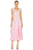 LOVESHACKFANCY $900 Provencia Light Pink White Lace Silk Slip Midi Dress 0