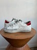 GOLDEN GOOSE Superstar Sneaker Sparkle Star White Leather Red Crack Sneaker 36