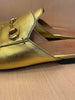 GUCCI	Princetown Gold Metallic Leather Horsebit Flat Slide Mule Slipper 37.5/7.5