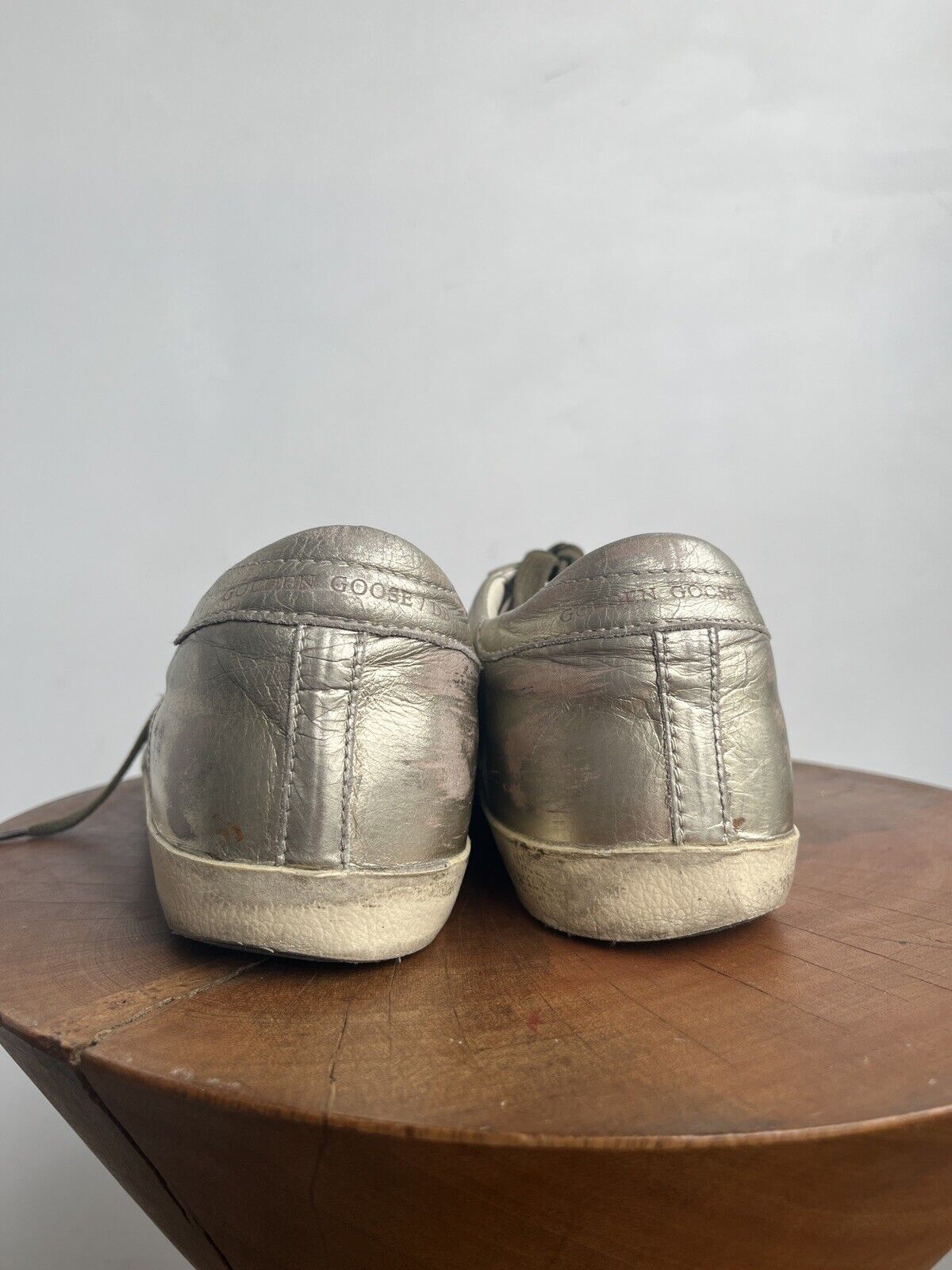 GOLDEN GOOSE Superstar Gold Leather Perforated Star Metallic Low Top Sneaker 39