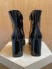 PRADA Black Patent Leather Square Toe Chunky Heel Ankle Bootie Boot 36