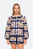 SEA NEW YORK Pippin Navy Blue White Patchwork Quilted Peter Pan Collar Jacket S